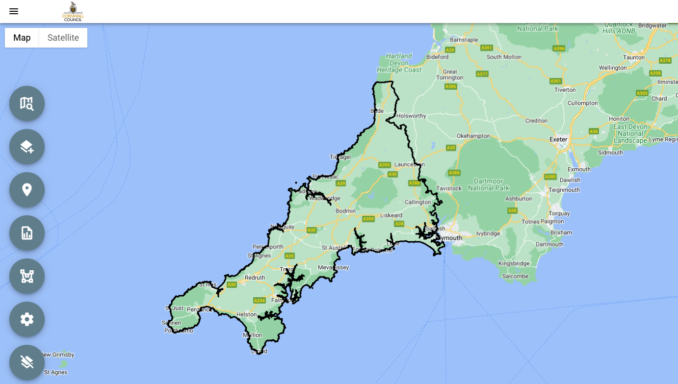 A screenshot of Cornwall Council's Public Site