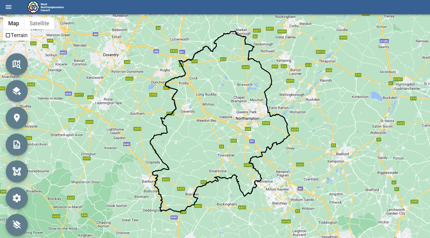 A screenshot of West Northamptonshire Council's Public Site