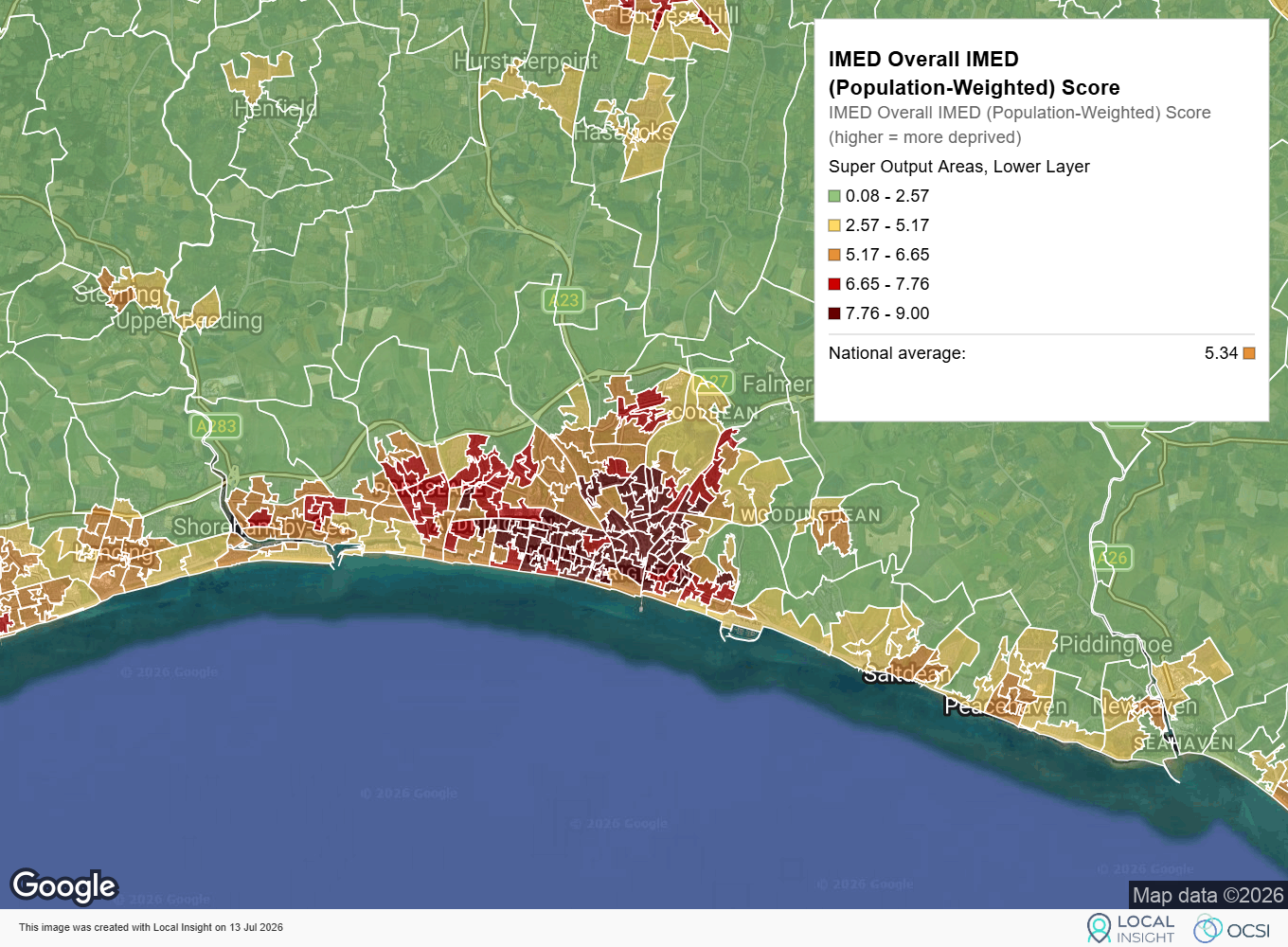 An IMED map of Brighton and Hove contains some of the least environmentally deprived neighbourhoods in England and some of the most.